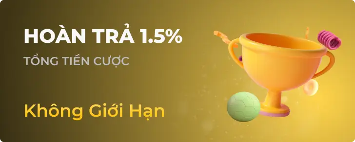 Chương trình siêu hoàn trả 1.5% mỗi ngày không giới hạn tại 55666 bong88