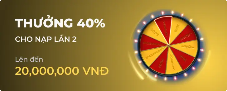 Ưu đãi thưởng nạp đầu 40% hấp dẫn tại 55666 bong88